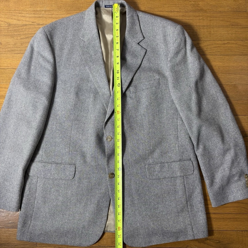 Lands' End Men's 46L Gray Beige Silk Wool Blend Single Vent Two Button Blazer - Picture 9 of 12